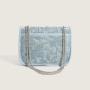 2024 Custom Wrinkle Fabric Leather Shoulder Bag For Fashion Women With Silver Chain