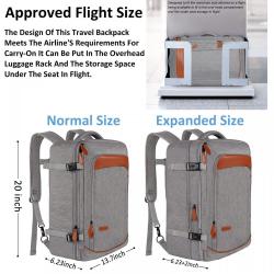 KBW744 Travel Backpack Personal Item Carry On Backpack with 3 Packing Cubes Airline Approved Water Resistant Luggage Laptop