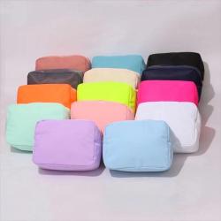 Stock Wholesale USA Free Shipping Products Nylon Cosmetic Bag 10 colors 4 Sizes Toiletry Organizer Makeup Bag