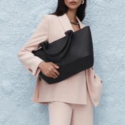 2024 No Minimum Top grain Vegan Leather Business Laptop bags Large Tote Bag Luxury PU Leather Women Ladies Tote Handbags Custom