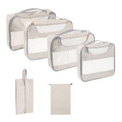 custom prints 9 pieces set extra large polyester compression packing cubes in taupe beige travel luggage organizer