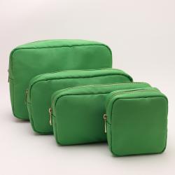 RTS Stock New Green Makeup Bag Women Girl Personalized Glitter Letter Patches Wedding Birthday Gift Toiletry Cosmetic Pouch Bag