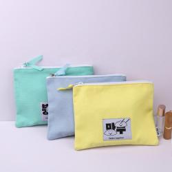 High Quality 8 Oz Canvas Zipper Cosmetic Brush Storage Bag Organic Cotton Canvas Makeup Pouch