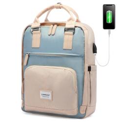 LOVEVOOK new waterproof 14 15.6 17 Vintage Bags with USB pink Cute College Backpack Waterproof Laptop Bookbags school backpacks