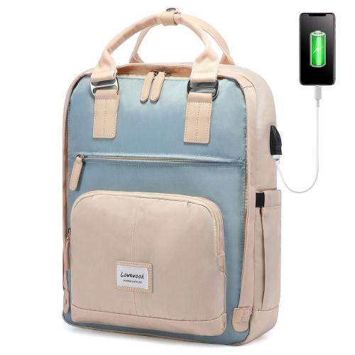 LOVEVOOK new waterproof 14 15.6 17 Vintage Bags with USB pink Cute College Backpack Waterproof Laptop Bookbags school backpacks