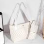 Gelory Customized Wholesale Large Capacity Ladies Purse And Handbag 2 In 1 Plaid Printed Tote Bag Mother And Son Bag
