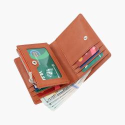Slim Wallet Men Leather Short Wallet  Card Holder RFID Bifold Wallet With Coin Purse