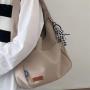 HR273 INS Solid Color Simple Underarm Bag Girls' Canvas Design Sense Handbag Student Class Daily Pairing One Shoulder Tote Bag