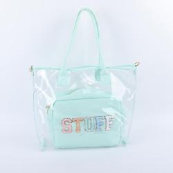 Transparent Summer PVC Women's Tote Bag Custom Designer Waterproof Large Capacity Portable Travel Clear PVC Tote Bag