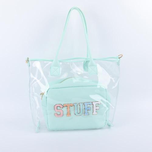 Transparent Summer PVC Women's Tote Bag Custom Designer Waterproof Large Capacity Portable Travel Clear PVC Tote Bag