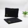 Custom Embroidery Logo Canvas Satin Zipper Cosmetic Packaging Makeup Bag Black Satin Canvas Zipper Cosmetic Pouch