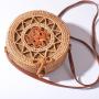 Wholesale Summer beach handmade woven round natural straw rattan shoulder bag for women handbags