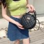 New small round bag handbag 2024 ladies shoulder bag female pu leather wholesale diamond embroidery small crossbody bag