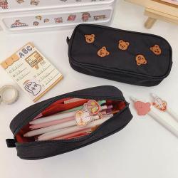BD037 Wholesale Student Stationery Bag Large Capacity Pencil Case ins Cartoon Embroidery Pencil  Bag Portable Cosmetic Bag