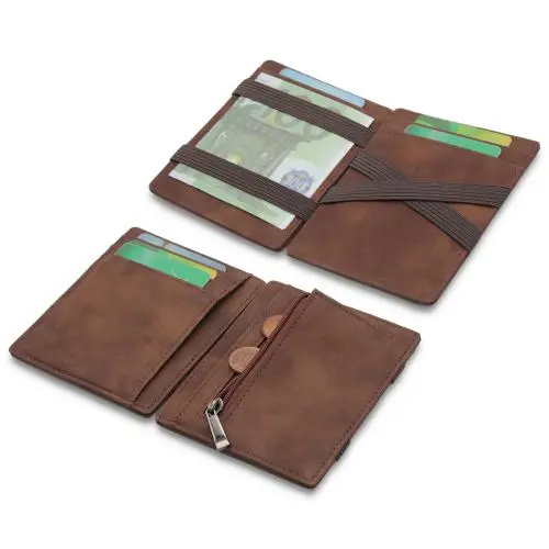 Eco Pu Leather Magic Wallet, Custom Brand RFID Blocking Thin Minimalist Magic Wallet Card Case