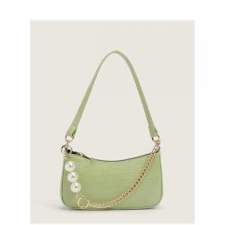 2024 New Versatile One Shoulder Crocodile Pearl Chain Underarm Bag for Women carteras para mujer 	 sac a main