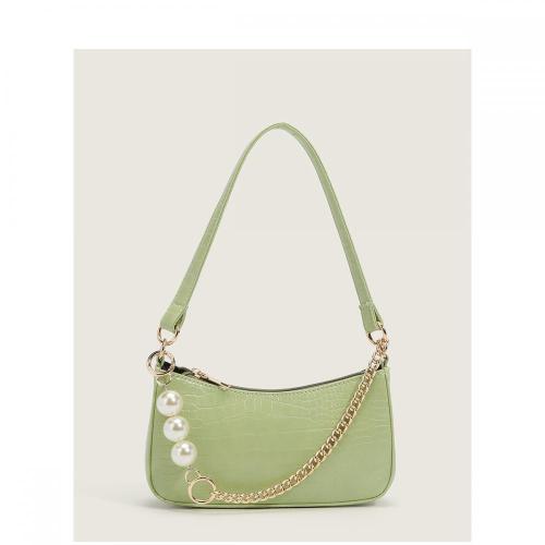 2024 New Versatile One Shoulder Crocodile Pearl Chain Underarm Bag for Women carteras para mujer 	 sac a main