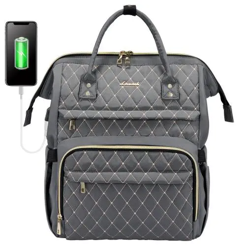Discount Sale LOVEVOOK Quilted Nylon Elegant Ladies School Travel Backpack Waterproof 15.6 In Large Women's Laptop Backpacks