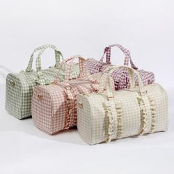 New Arrivals Personalised Best Gifts Women Travel Duffel Bag Gingham Custom Weekender bag Plaid Bridesmaid Bag