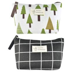 Gelory Printed Canvas Cosmetic Bag, Multi-Function Coin Purse Holder Bags Pencil Packet Large-Capacity Toiletry Bag