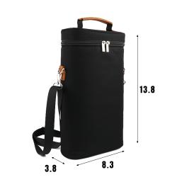 Insulated 2 Bottle Wine Tote Carrier | Padded Wine Cooler Bag for Travel Picnic BYOB | Portable Wine Bag with Shoulder Strap