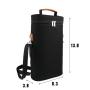 Insulated 2 Bottle Wine Tote Carrier | Padded Wine Cooler Bag for Travel Picnic BYOB | Portable Wine Bag with Shoulder Strap