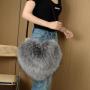 Trendy imitation fur peach heart plush bag leather strap shoulder heart shaped crossbody bag handbags