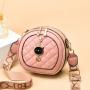 KBW451 New Women Bags Net Red Single Shoulder Bag Fashion Wide Shoulder Strap Rhombus Ladies Handheld Crossbody Small Round Bag
