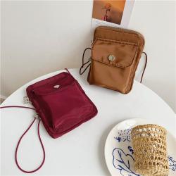 2024 New Style Girls' Fashion Solid Color Slant Crossbody Bag Mini Mobile Phone Bag Nylon Shoulder Small Bags