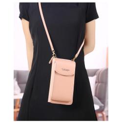 HR186 New Trend Mobile Phone Storage Bag PU Buckle Fashion Double Layer Wallet Multifunctional Women's Crossbody Outdoor Bag