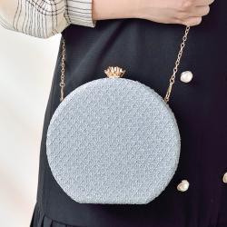 Pu Pure Color Single Shoulder Hand Chain Bag Bolsos Fashion Dinner Bag Lady Acrylic Personality Round Crossbody Bag