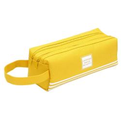 KBW539 Creative Double Layer Handheld Pencil Bag Simple Oxford Cloth Double Zip Pencil Bag High Quality Stationery Bag
