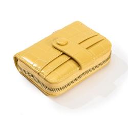 2022 Fashion Designer Ladies Bags Small Pure Color Alligator Pattern Wallet Soft Pu Leather Metal Zipper Elegant Card Holder