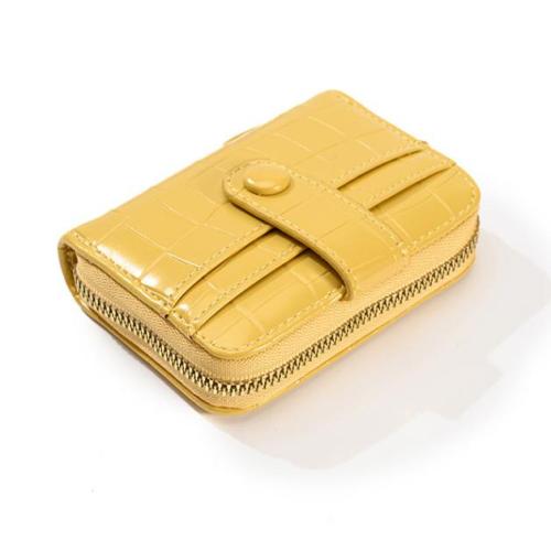 2022 Fashion Designer Ladies Bags Small Pure Color Alligator Pattern Wallet Soft Pu Leather Metal Zipper Elegant Card Holder