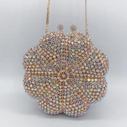 Competitive Price ChinaManufacture Luxury  Pumpkin Purse Handbag Crystal Evening Clutch Rhinestone Clutch Bag Crystal