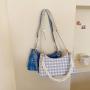 2024 Custom Check PU Leather Shoulder Underarm Bag For Fashion Women Ladies