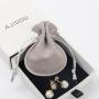 Customized Velvet Drawstring Jewelry Pouch Gray High End Suede Jewelry Bag
