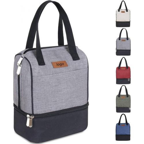 Gelory Lunch Bag For Women Men Kids Double Zippers Wide Open Bag Leakproof Thermal And Cooler Reusable Lunch Box