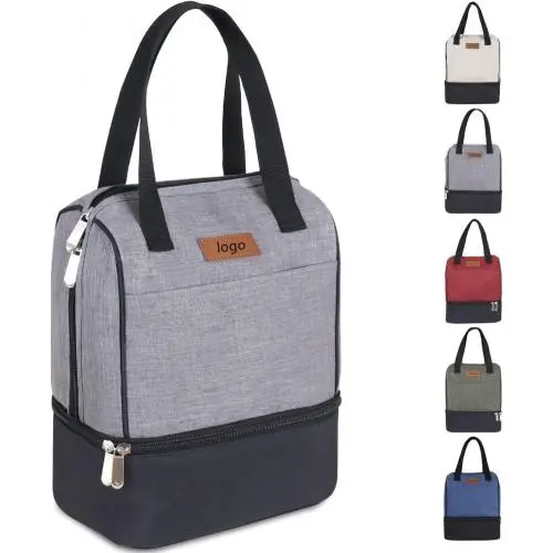 Gelory Lunch Bag For Women Men Kids Double Zippers Wide Open Bag Leakproof Thermal And Cooler Reusable Lunch Box
