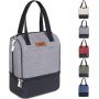 Gelory Lunch Bag For Women Men Kids Double Zippers Wide Open Bag Leakproof Thermal And Cooler Reusable Lunch Box