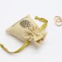 Screen Printing Natural Jute Linen Lipstick Jewelry Pouch Small Burlap Wedding Gift Drawstring Bag