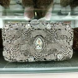 High Quality Luxury Metal Mesh Purse Crystal Bling Purses Rhinestone Handbags Evening Bag