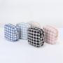 24 Hour Delivery Large Capacity Portable Soft Tweed Travel Cosmetic Makeup Standup Pouch Checked Organizer Toiletry Bag