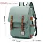 Custom Slim Business Backpack Multi Functional Vintage Canvas Flap Backpack Buckle Decor Laptop Daypack