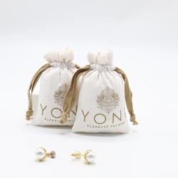 Custom Drawstring Cotton Linen Jewelry Cosmetic Gift Packaging Pouch Luxury Small Muslin Cotton Gift Bag