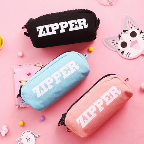 Gelory Portable Pencil Case Large Capacity Cute Custom Text Printing Pencil Case School Student Storage Bag