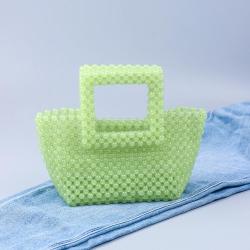 Wholesale handmade resin green beaded Handbag Pearl Bag Famous Design Women Acrylic tote Bag Summer Bag Hollow Out 2024