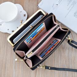 2023 new design women pu leather wallet wholesale fashion zipper purse mobile phone bags & cases