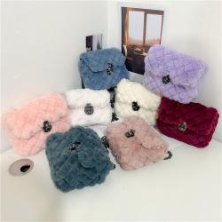 Autumn Lingge rabbit fur bag women's 2022 Plush winter Korean chain shoulder messenger bags for ladies