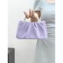 Solid color pleated high-end fairy like pearl small handbag